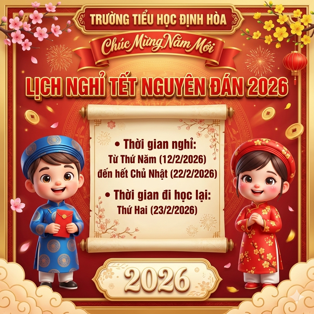 Thông báo nghỉ tết Nguyên đán Bính Ngọ năm 2026